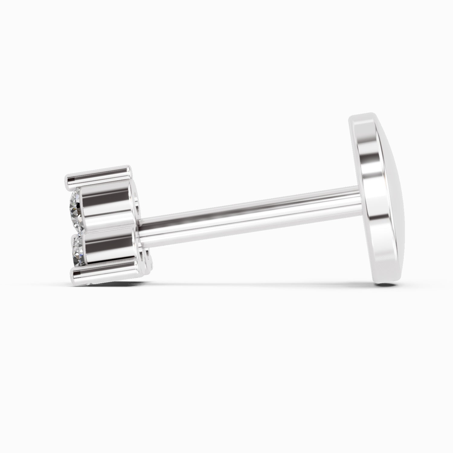 14K Gold 0.03 Ct Diamond Triangle Stud Round Shape Nose Pin