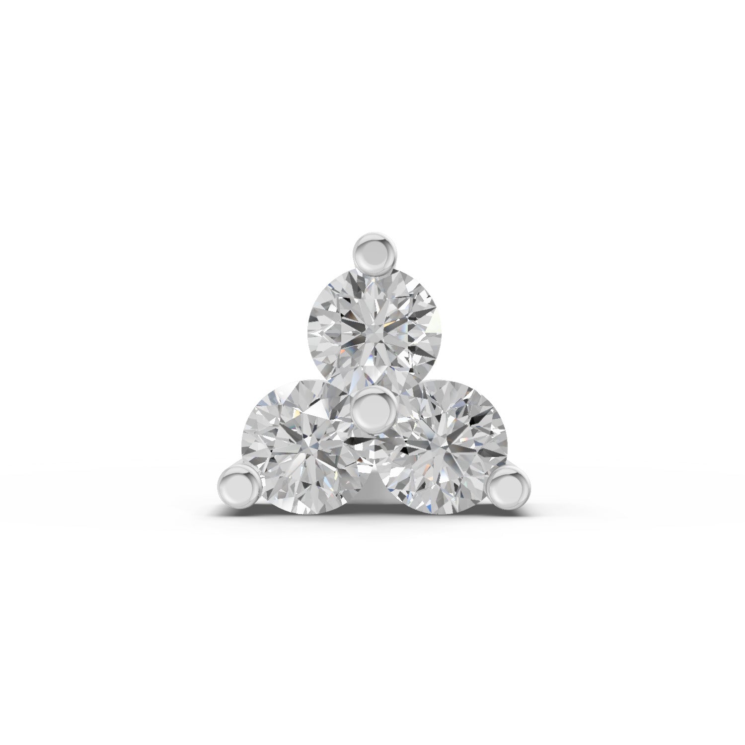 14K Gold 0.03 Ct Diamond Triangle Stud Round Shape Nose Pin