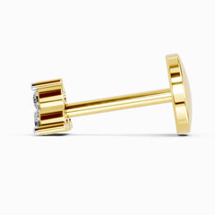 14K Gold 0.03 Ct Diamond Triangle Stud Round Shape Nose Pin