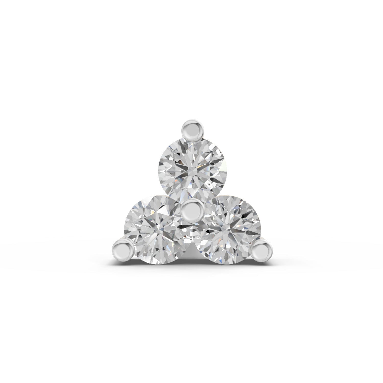 14K Gold 0.03 Ct Diamond Triangle Stud Round Shape Nose Pin