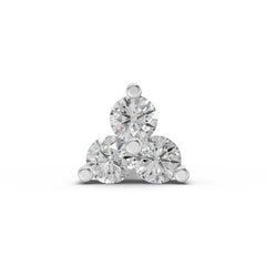 14K Gold 0.03 Ct Diamond Triangle Stud Round Shape Nose Pin