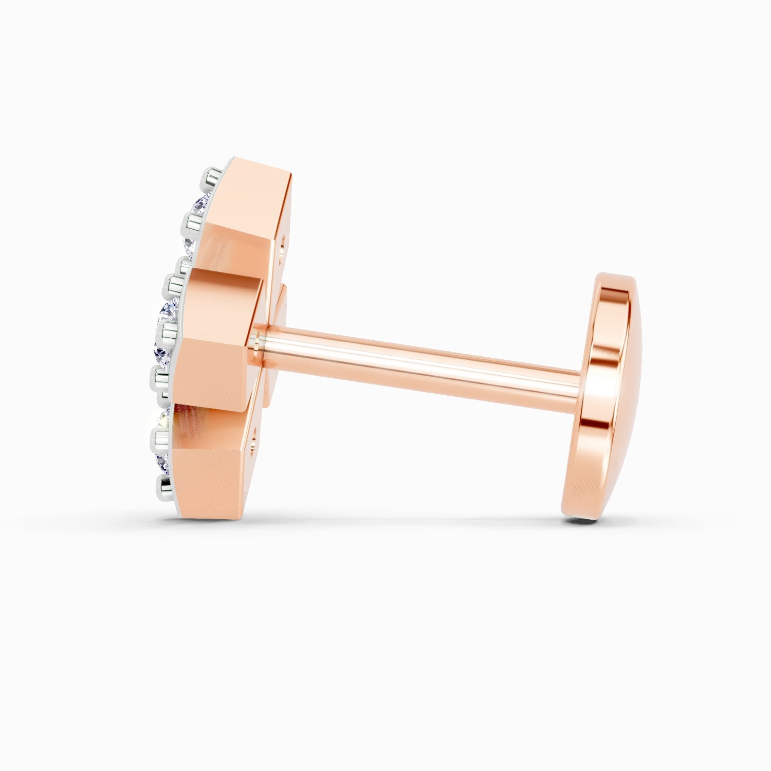 14K Yellow Gold-Screw 0.04 Carat Diamond Round Shape Celeste Bloom Nose Pin