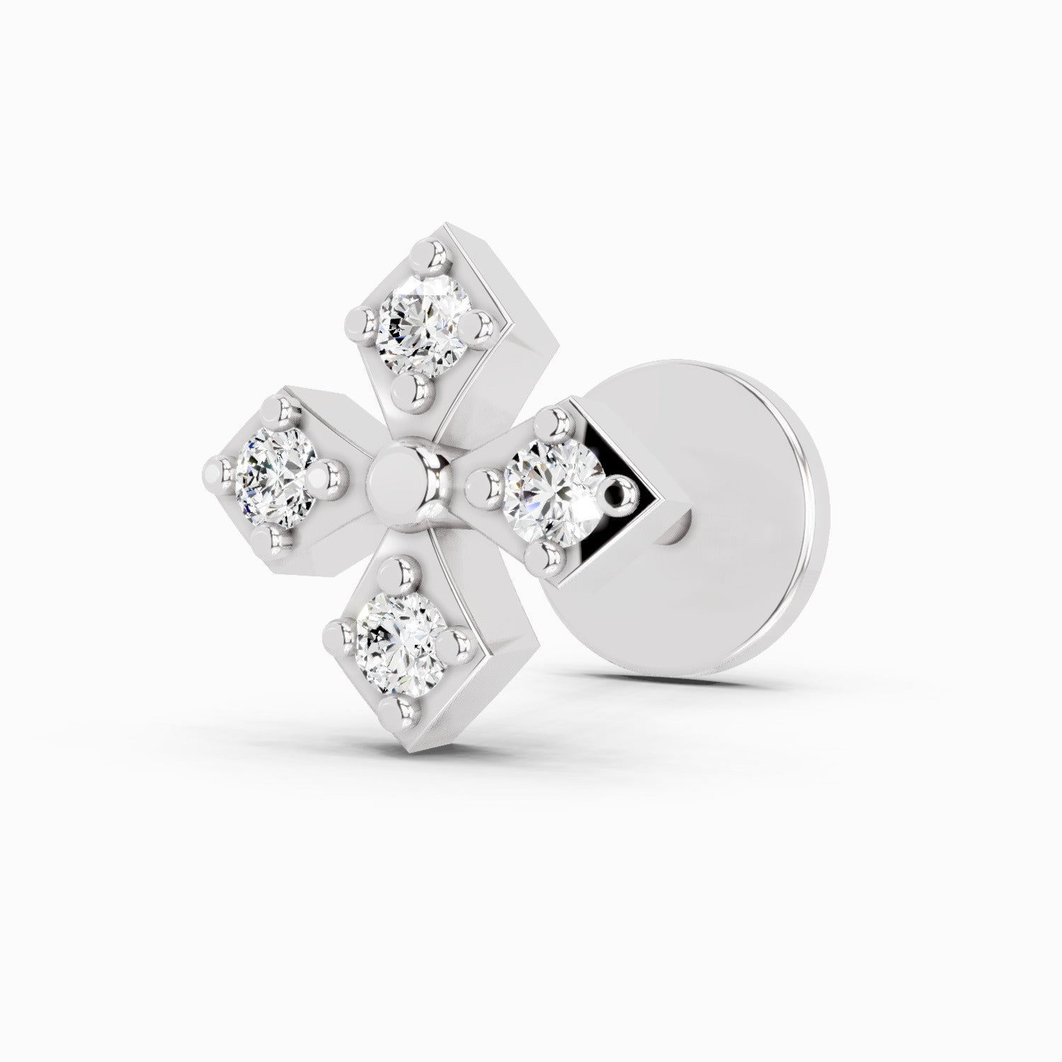 14K Yellow Gold-Screw 0.04 Carat Diamond Round Shape Celeste Bloom Nose Pin