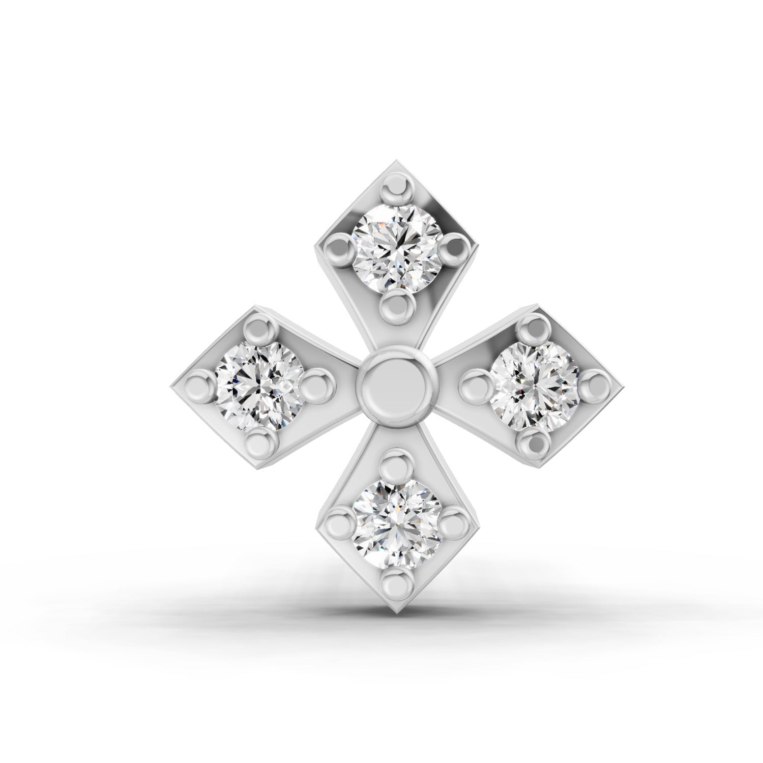 14K Yellow Gold-Screw 0.04 Carat Diamond Round Shape Celeste Bloom Nose Pin