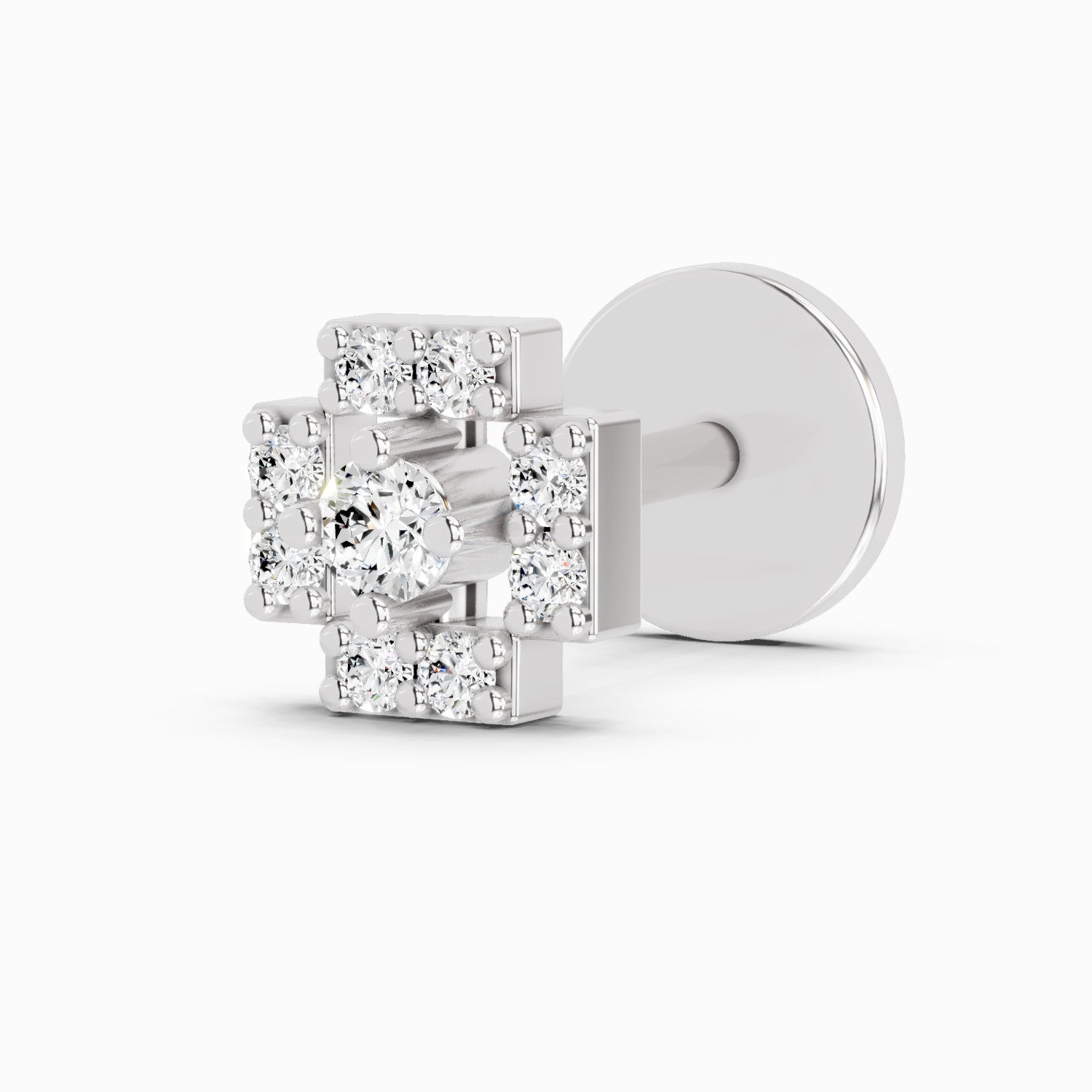 14K Yellow Gold-Screw 0.04 Carat Diamond Round Shape Nose Pin