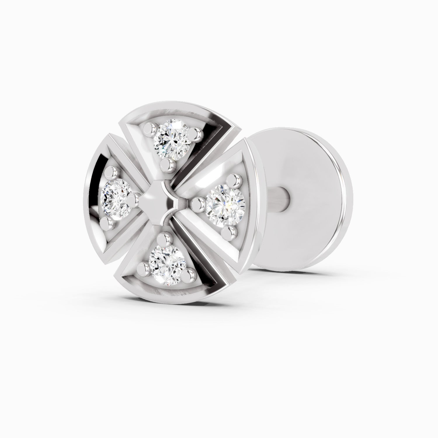 14K Yellow Gold-Screw 0.01 Carat Diamond Round Shape Shine Eternal Radiant Hexa-Bloom Nose Pin