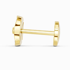 14K Yellow Gold-Screw 0.01 Carat Diamond Round Shape Shine Eternal Radiant Hexa-Bloom Nose Pin