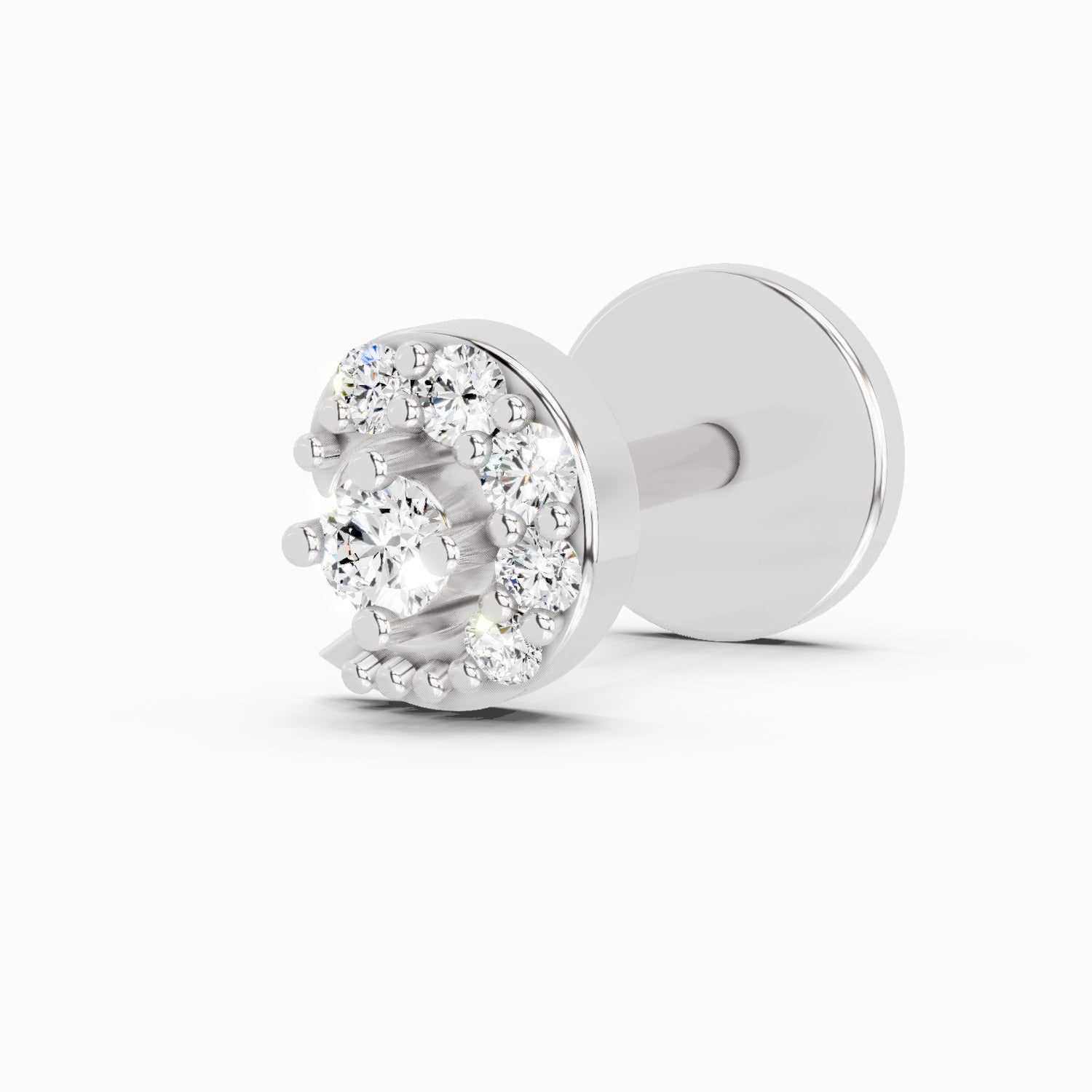 14K Yellow Gold-Screw 0.03 Carat Diamond Cluster Round Shape Nose Pin
