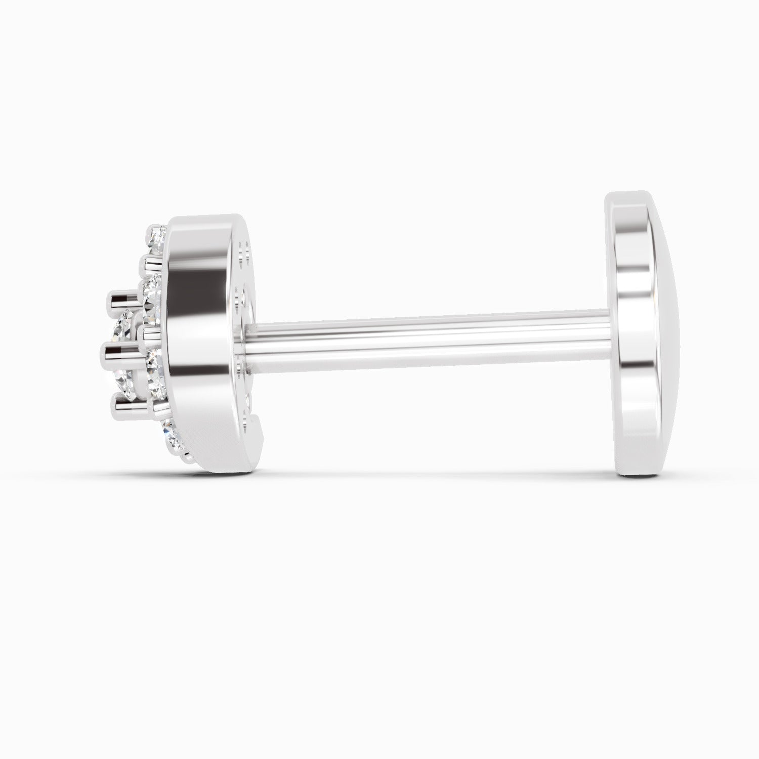 14K Yellow Gold-Screw 0.03 Carat Diamond Cluster Round Shape Nose Pin