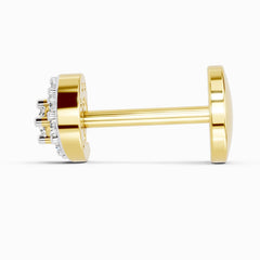 14K Yellow Gold-Screw 0.03 Carat Diamond Cluster Round Shape Nose Pin