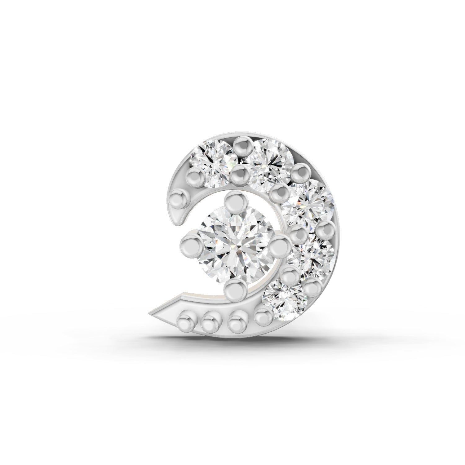 14K Yellow Gold-Screw 0.03 Carat Diamond Cluster Round Shape Nose Pin