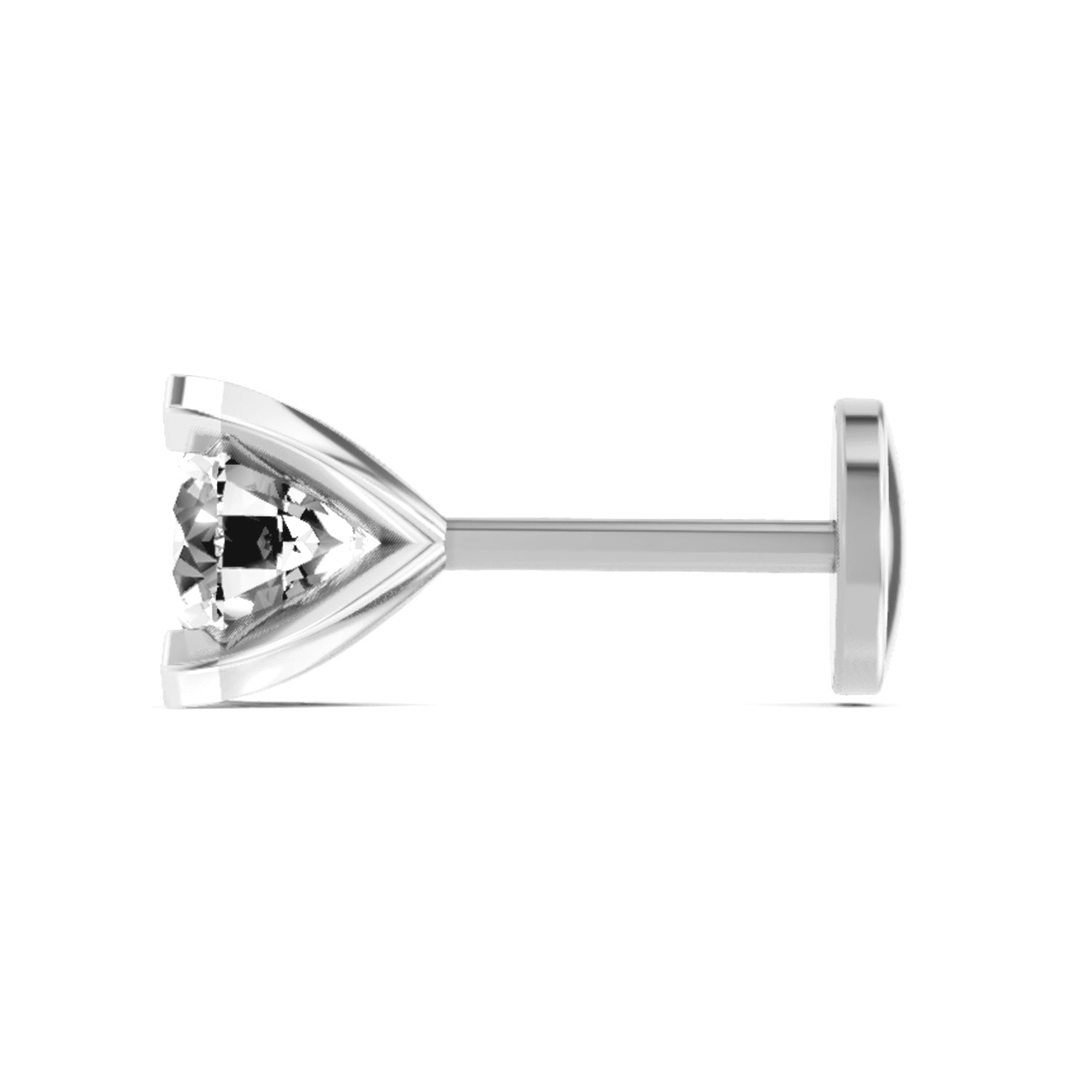 14K Gold -Screw 0.50 Carat Round Shape Solitaire Diamond Nose Pin.