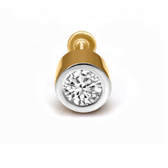 14K Gold -Screw 0.50 Carat Diamond Round Shape Bezel Solitaire Nose Pin.