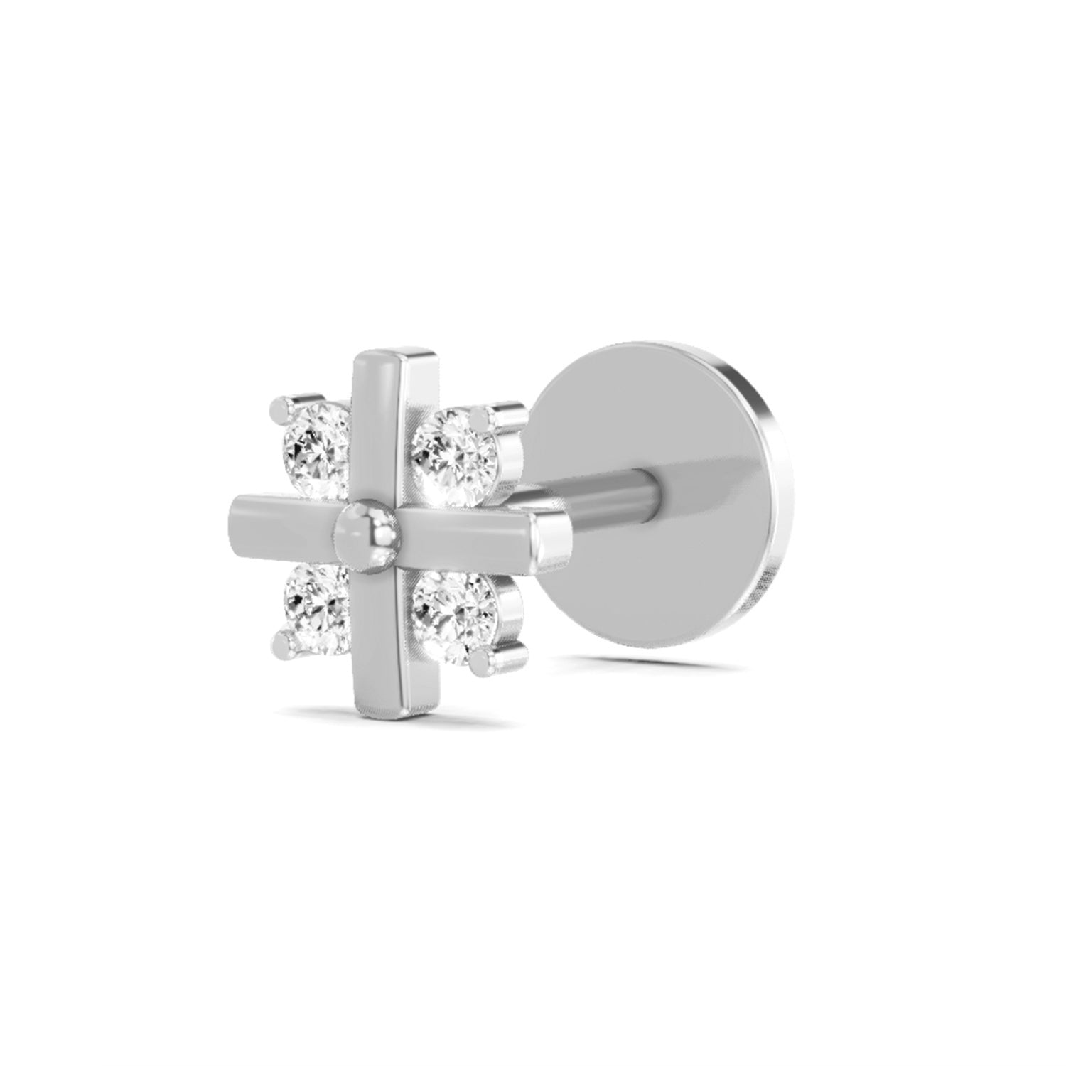 14K Gold 0.06 Ct Diamond Floral Nose pin