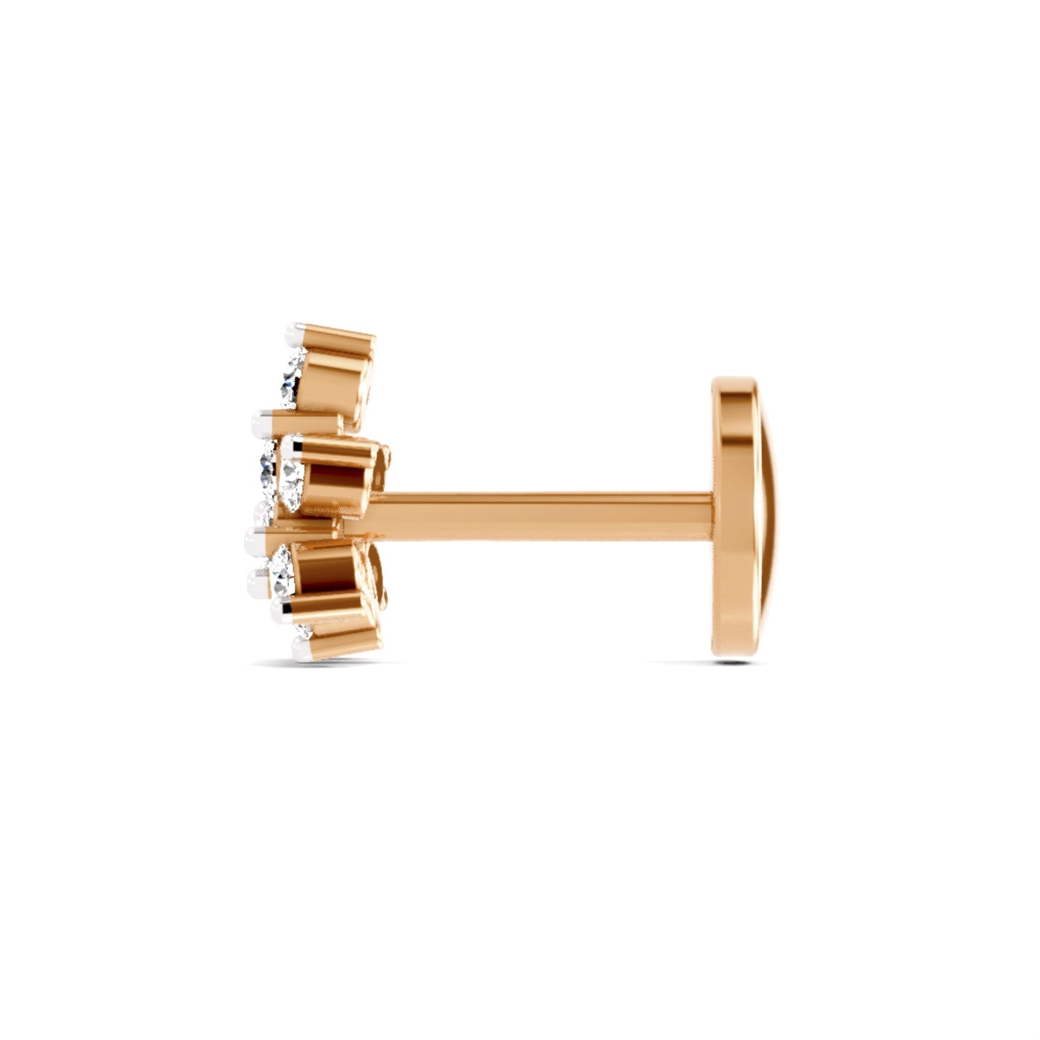 14K Gold 0.11 Ct Diamond Floral Nose pin