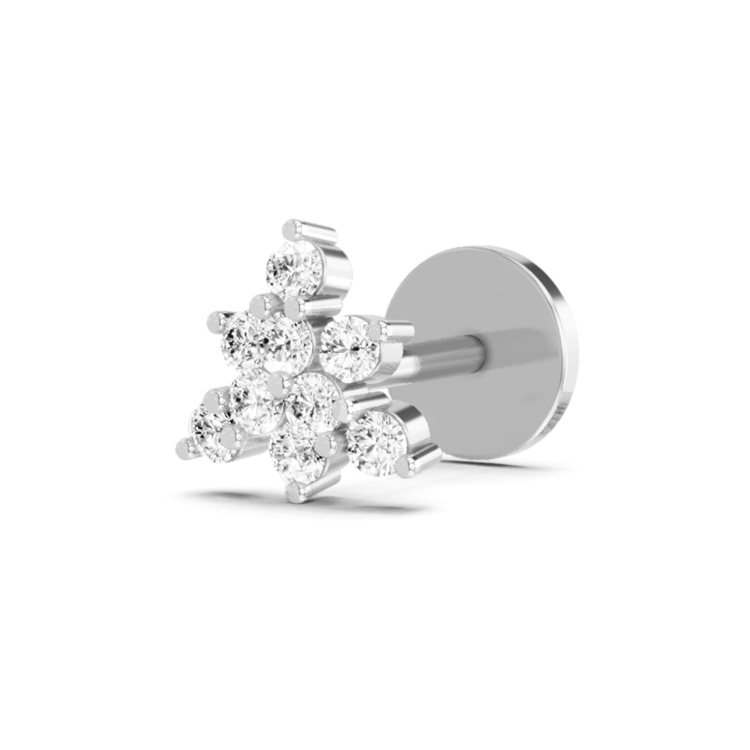 14K Gold 0.11 Ct Diamond Floral Nose pin
