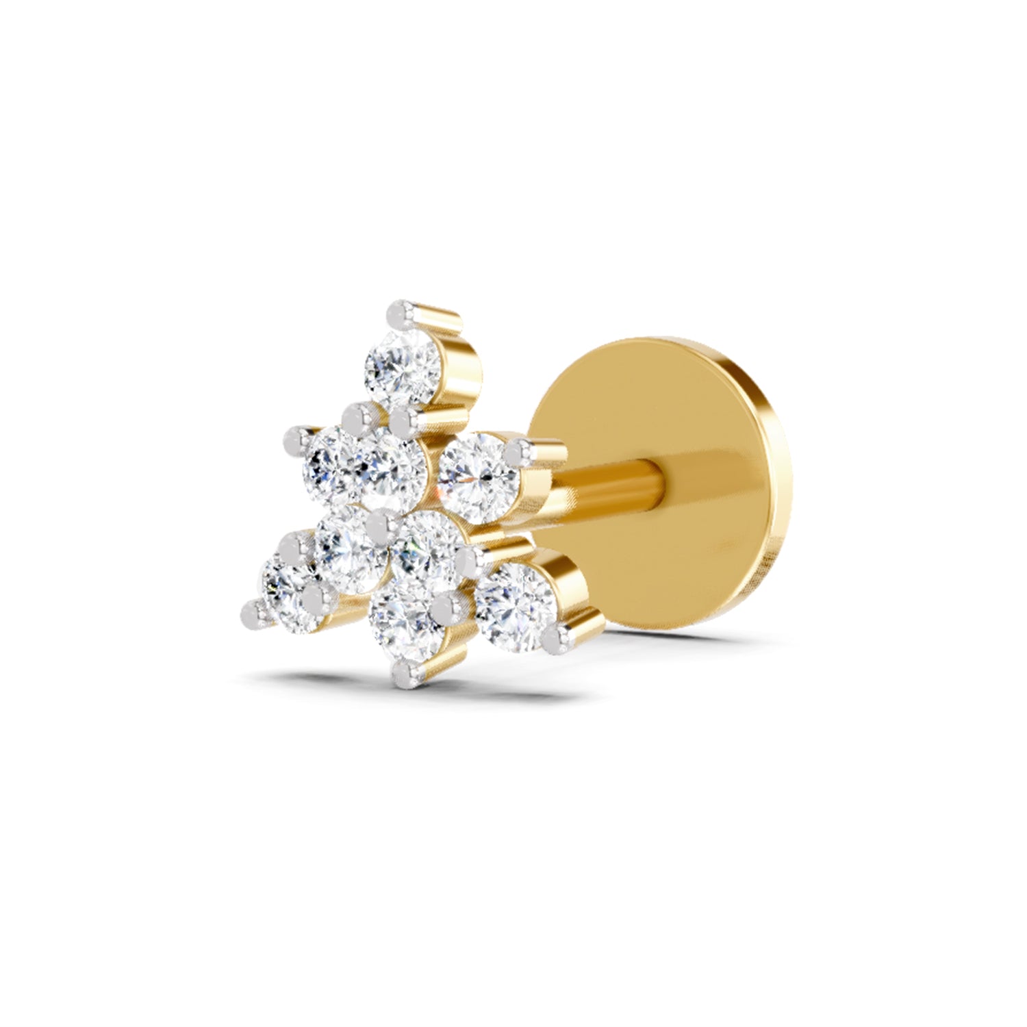 14K Gold 0.11 Ct Diamond Floral Nose pin