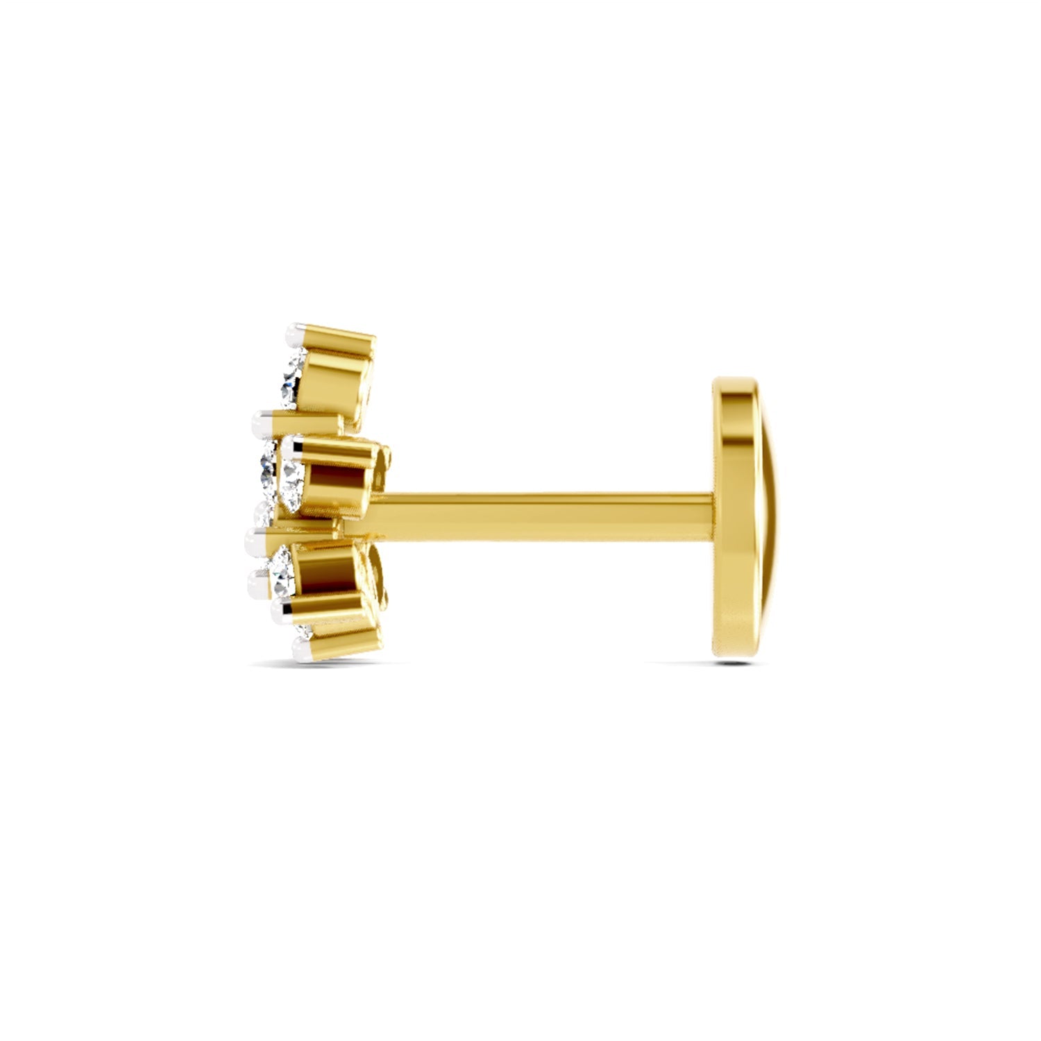 14K Gold 0.11 Ct Diamond Floral Nose pin