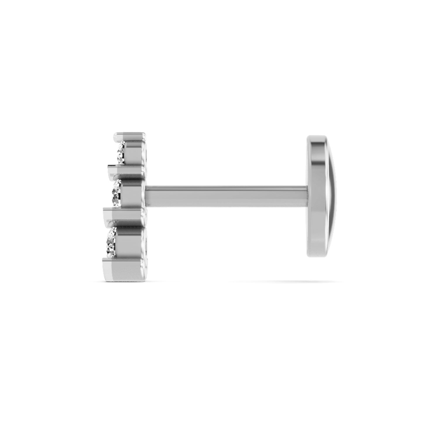 14K Gold 0.06 Ct Diamond 3 Stone Nose pin.