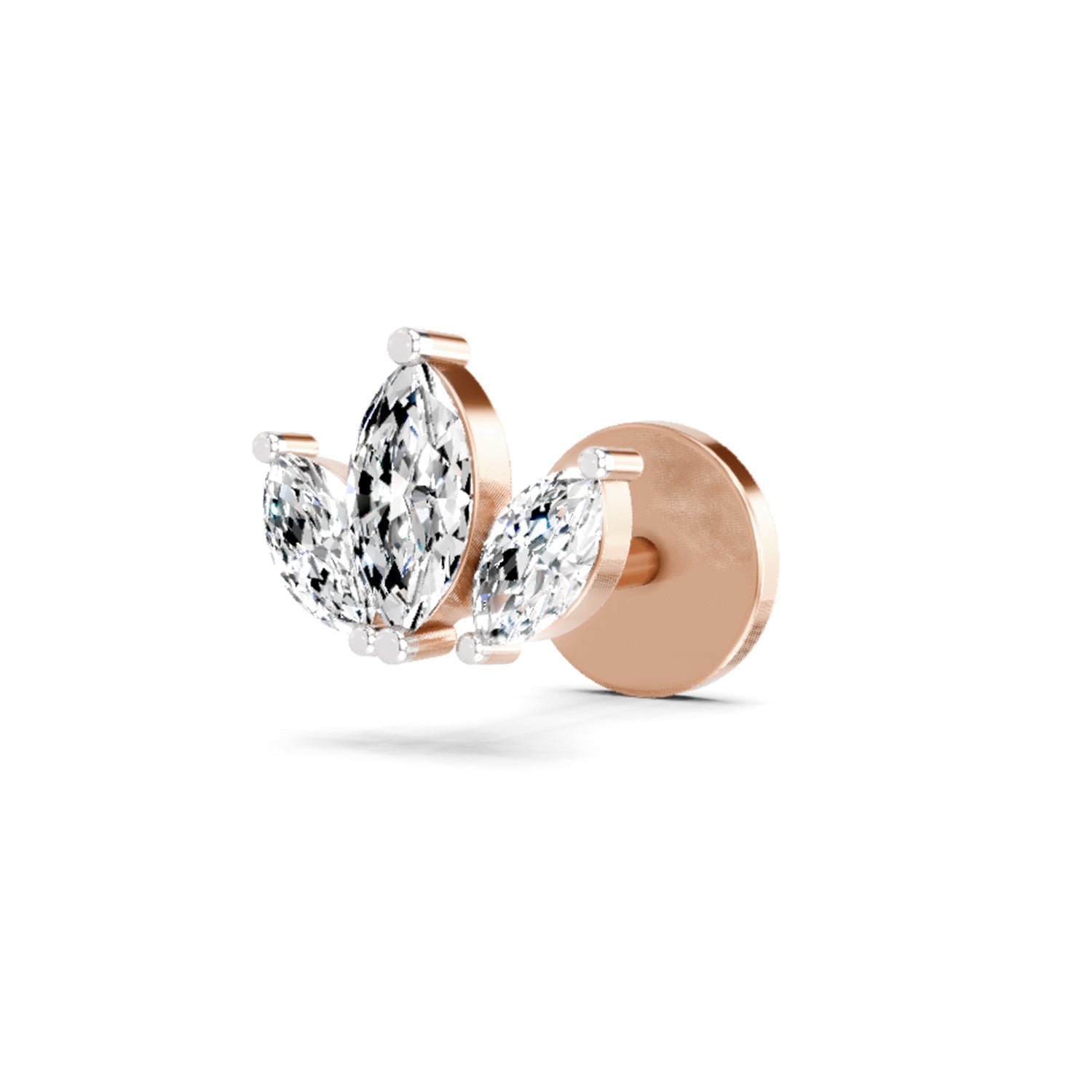 14K Gold 0.26 Ct Diamond Floral Nose pin