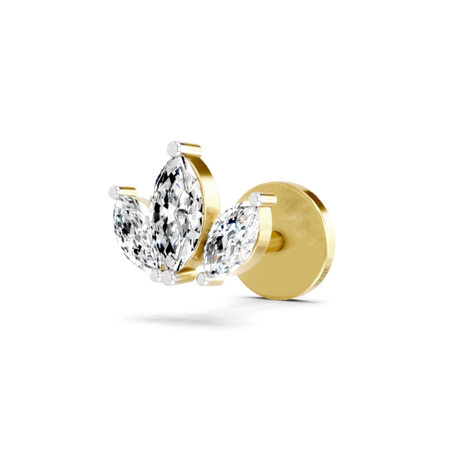 14K Gold 0.26 Ct Diamond Floral Nose pin