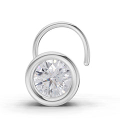 14K Yellow Gold 0.20 Ct Diamond Round Shape Bezel Solitaire Nose Pin